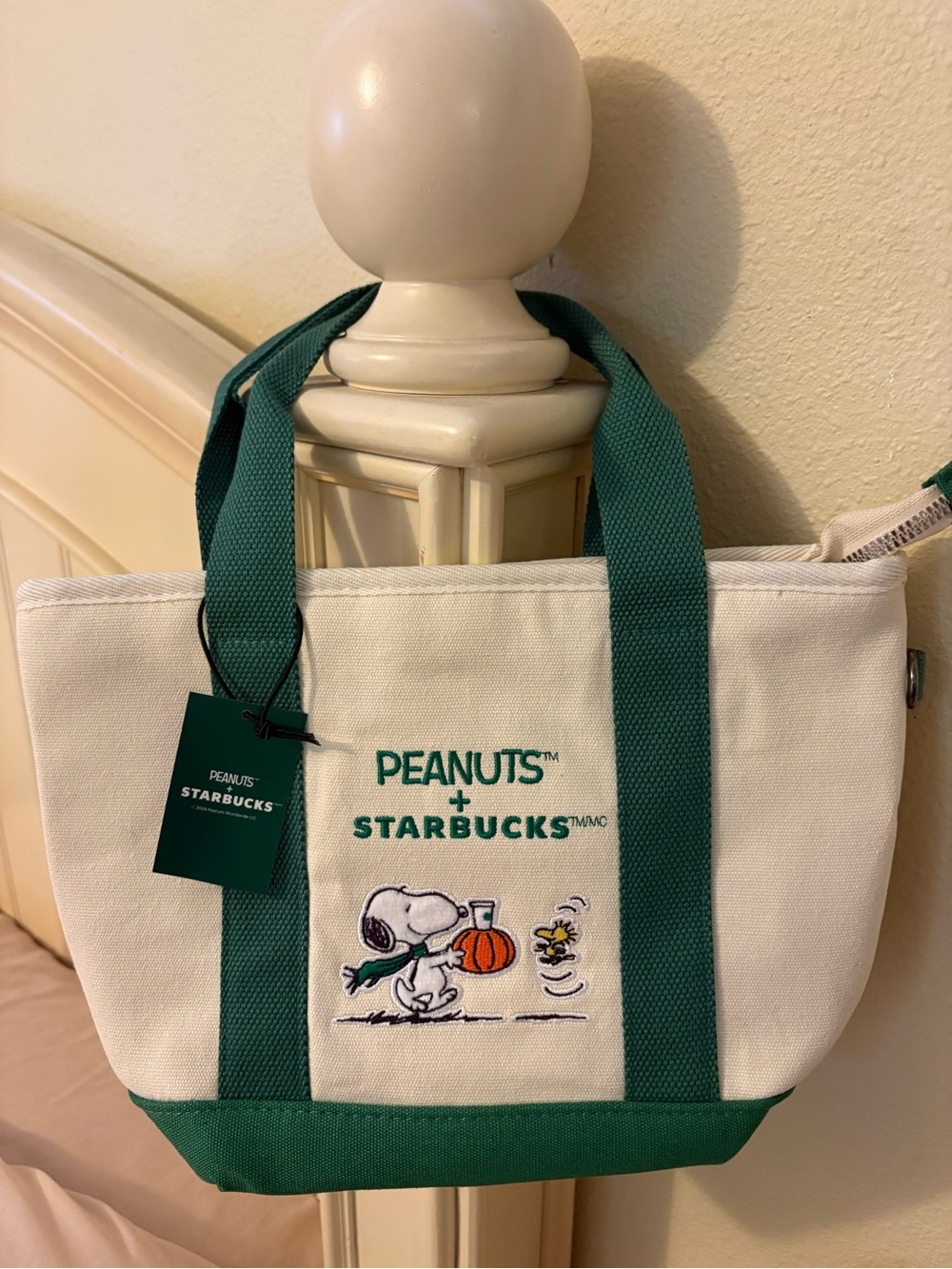 Starbucks x Peanuts Cream Canvas Tote with Green Accents